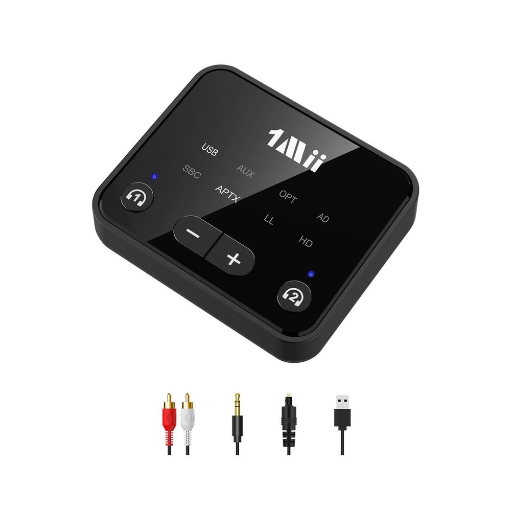 1Mii Bluetooth 5.3 Transmitter for TV to 2 Wireless Headphones connectivity